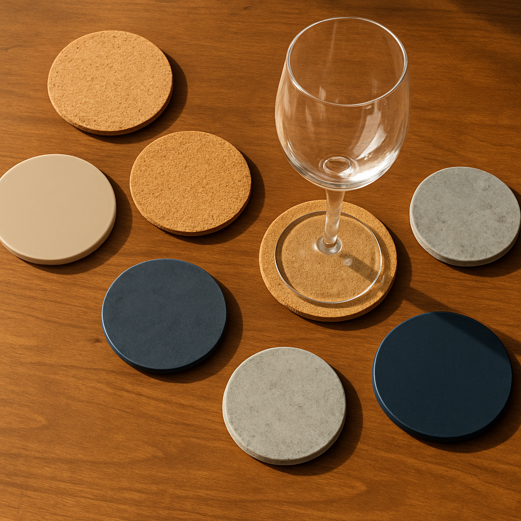 다양한 소재의 와인잔 코스터 모음